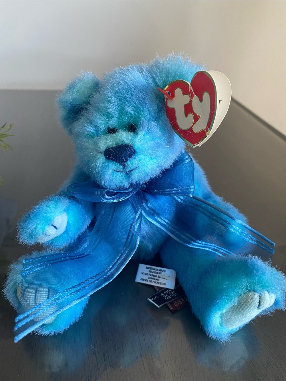1993 Ty Bright Blue Teddy Bear AZURE  “Im Blue without You” plush